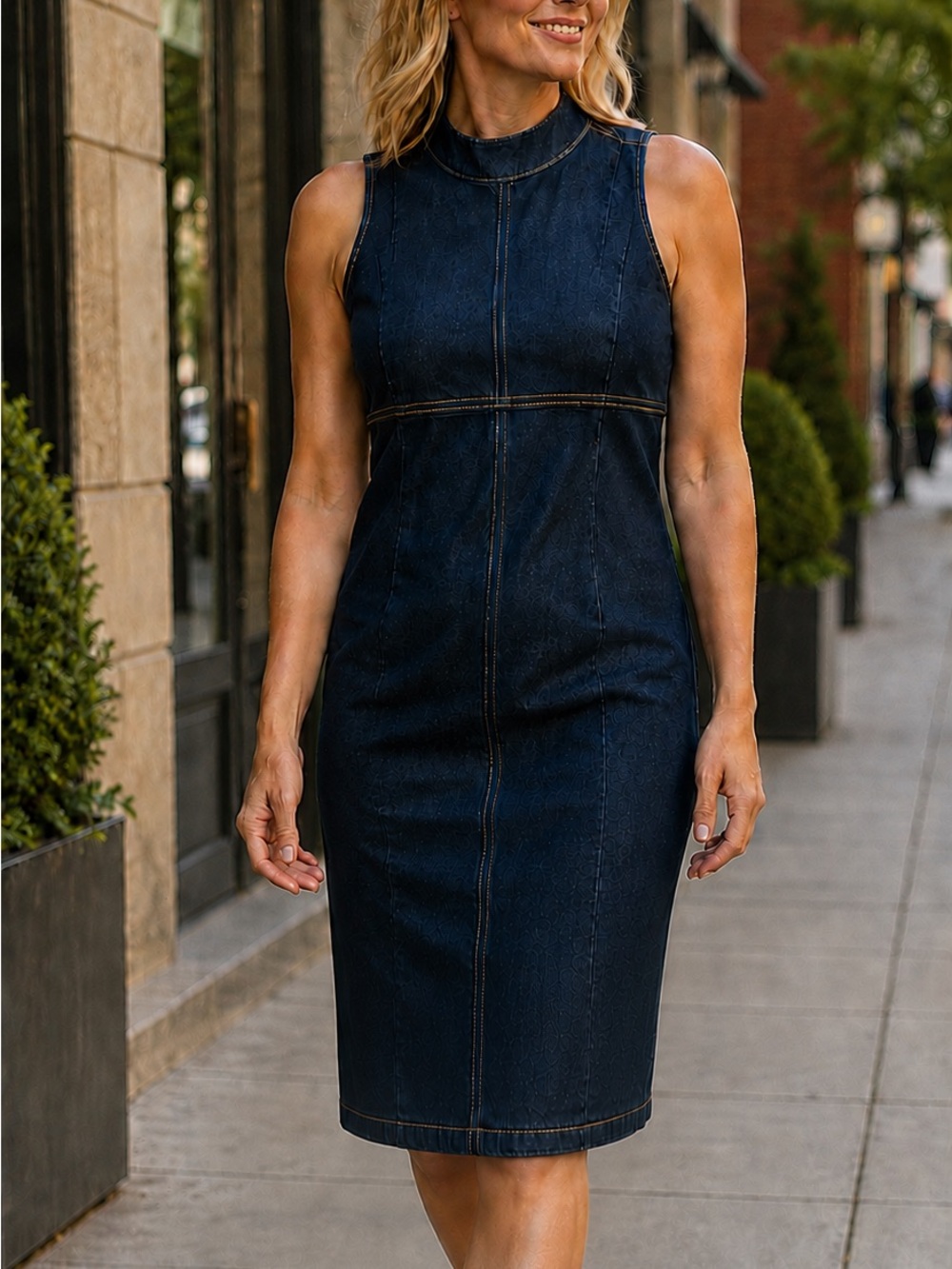 Calvin Klein Jeans Dark Denim Midi Dress L